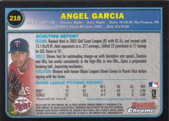 2003 Bowman Chrome #218 Angel Garcia Back