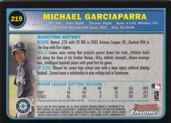 2003 Bowman Chrome #219 Michael Garciaparra Back