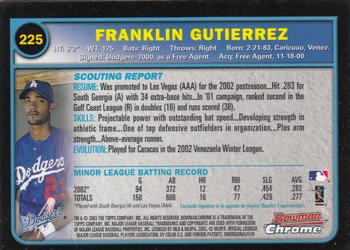 2003 Bowman Chrome #225 Franklin Gutierrez Back