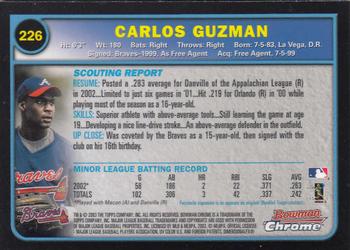 2003 Bowman Chrome #226 Carlos Guzman Back
