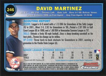2003 Bowman Chrome #246 David Martinez Back