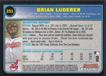 2003 Bowman Chrome #251 Brian Luderer Back