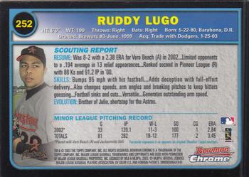 2003 Bowman Chrome #252 Ruddy Lugo Back
