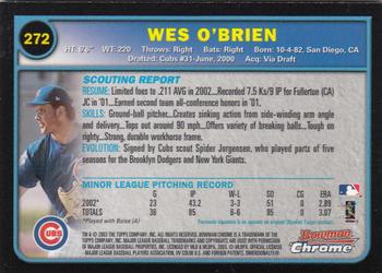 2003 Bowman Chrome #272 Wes O'Brien Back