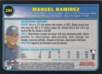 2003 Bowman Chrome #286 Manuel Ramirez Back