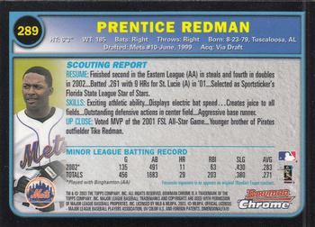 2003 Bowman Chrome #289 Prentice Redman Back