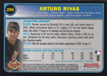 2003 Bowman Chrome #296 Arturo Rivas Back