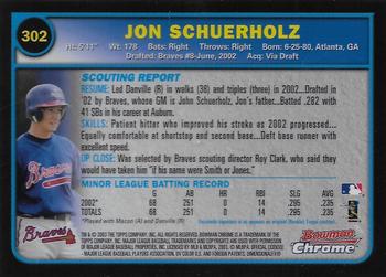 2003 Bowman Chrome #302 Jon Schuerholz Back