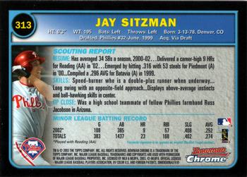 2003 Bowman Chrome #313 Jay Sitzman Back