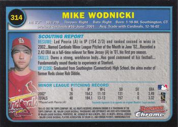 2003 Bowman Chrome #314 Mike Wodnicki Back