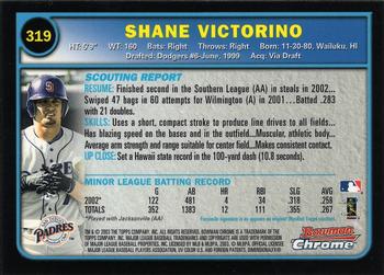 2003 Bowman Chrome #319 Shane Victorino Back
