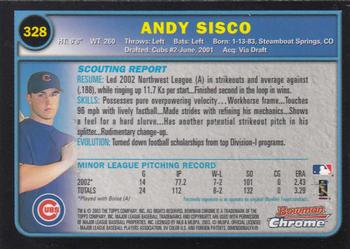 2003 Bowman Chrome #328 Andy Sisco Back