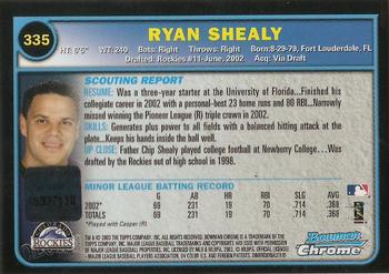 2003 Bowman Chrome #335 Ryan Shealy Back