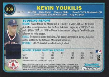 2003 Bowman Chrome #336 Kevin Youkilis Back