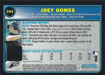 2003 Bowman Chrome #344 Joey Gomes Back