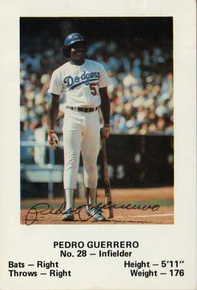 1980 Los Angeles Dodgers Police #NNO Pedro Guerrero Front