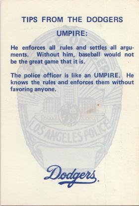 1980 Los Angeles Dodgers Police #NNO Ken Brett Back