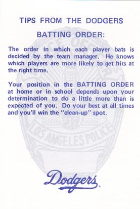 1980 Los Angeles Dodgers Police #NNO Rick Sutcliffe Back