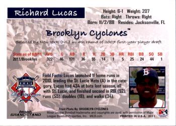2011 Grandstand New York-Penn League All-Stars National League #NNO Richard Lucas Back