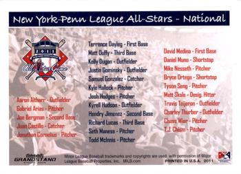 2011 Grandstand New York-Penn League All-Stars National League #NNO Header / Checklist Back
