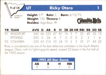 1993 Play II South Atlantic League All-Stars - Collector Series #9 Ricky Otero Back