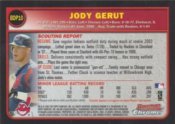 2003 Bowman Draft Picks & Prospects - Chrome #BDP10 Jody Gerut Back