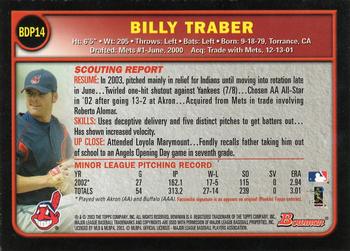 2003 Bowman Draft Picks & Prospects - Chrome #BDP14 Billy Traber Back