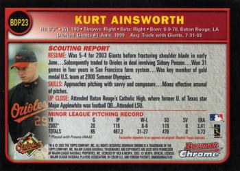 2003 Bowman Draft Picks & Prospects - Chrome #BDP23 Kurt Ainsworth Back