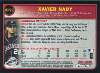 2003 Bowman Draft Picks & Prospects - Chrome #BDP25 Xavier Nady Back