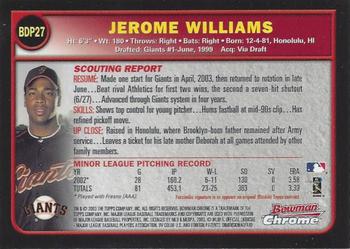 2003 Bowman Draft Picks & Prospects - Chrome #BDP27 Jerome Williams Back
