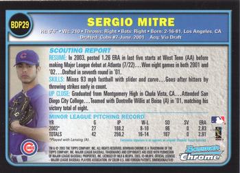 2003 Bowman Draft Picks & Prospects - Chrome #BDP29 Sergio Mitre Back