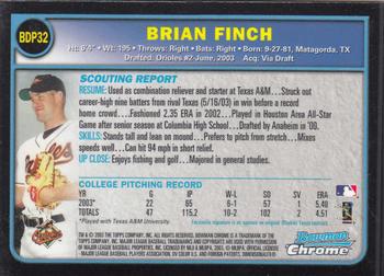 2003 Bowman Draft Picks & Prospects - Chrome #BDP32 Brian Finch Back