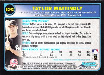 2003 Bowman Draft Picks & Prospects - Chrome #BDP33 Taylor Mattingly Back