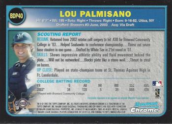 2003 Bowman Draft Picks & Prospects - Chrome #BDP40 Lou Palmisano Back