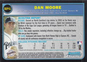 2003 Bowman Draft Picks & Prospects - Chrome #BDP41 Dan Moore Back