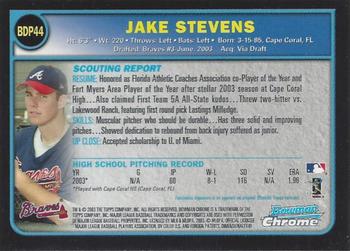 2003 Bowman Draft Picks & Prospects - Chrome #BDP44 Jake Stevens Back