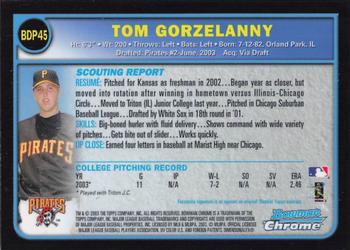 2003 Bowman Draft Picks & Prospects - Chrome #BDP45 Tom Gorzelanny Back