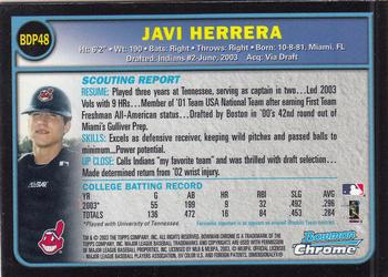 2003 Bowman Draft Picks & Prospects - Chrome #BDP48 Javi Herrera Back