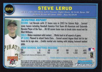 2003 Bowman Draft Picks & Prospects - Chrome #BDP49 Steve Lerud Back