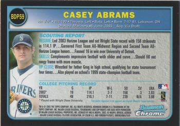 2003 Bowman Draft Picks & Prospects - Chrome #BDP59 Casey Abrams Back