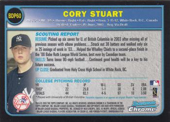 2003 Bowman Draft Picks & Prospects - Chrome #BDP60 Cory Stuart Back