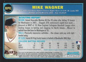 2003 Bowman Draft Picks & Prospects - Chrome #BDP61 Mike Wagner Back