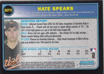 2003 Bowman Draft Picks & Prospects - Chrome #BDP70 Nate Spears Back