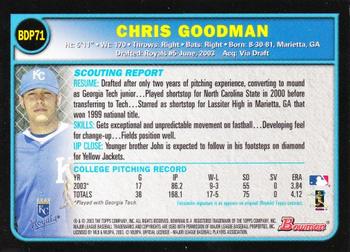 2003 Bowman Draft Picks & Prospects - Chrome #BDP71 Chris Goodman Back