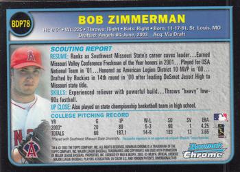 2003 Bowman Draft Picks & Prospects - Chrome #BDP78 Bob Zimmerman Back