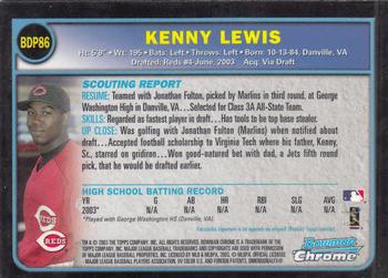 2003 Bowman Draft Picks & Prospects - Chrome #BDP86 Kenny Lewis Back