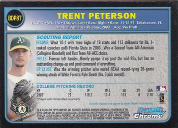 2003 Bowman Draft Picks & Prospects - Chrome #BDP87 Trent Peterson Back