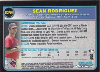 2003 Bowman Draft Picks & Prospects - Chrome #BDP90 Sean Rodriguez Back