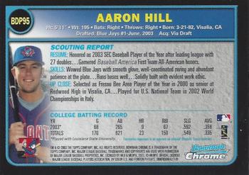 2003 Bowman Draft Picks & Prospects - Chrome #BDP95 Aaron Hill Back