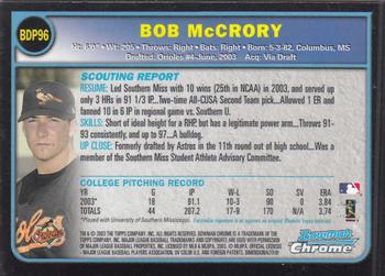 2003 Bowman Draft Picks & Prospects - Chrome #BDP96 Bob McCrory Back
